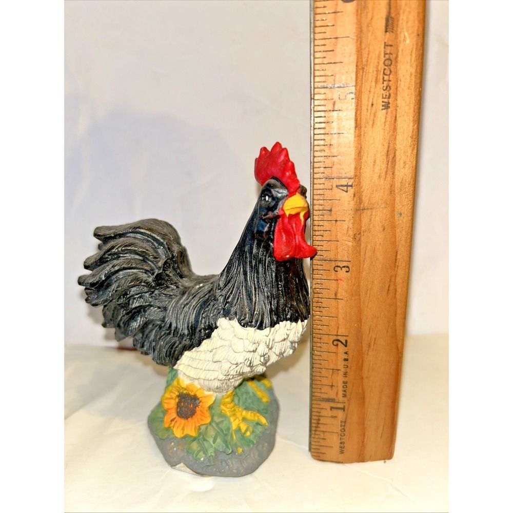Rooster Figurine Resin Statue COLORFUL Bird SUNFLOWERS Farm Chicken 4.5"Lot Of 2 - Picture 5 of 5